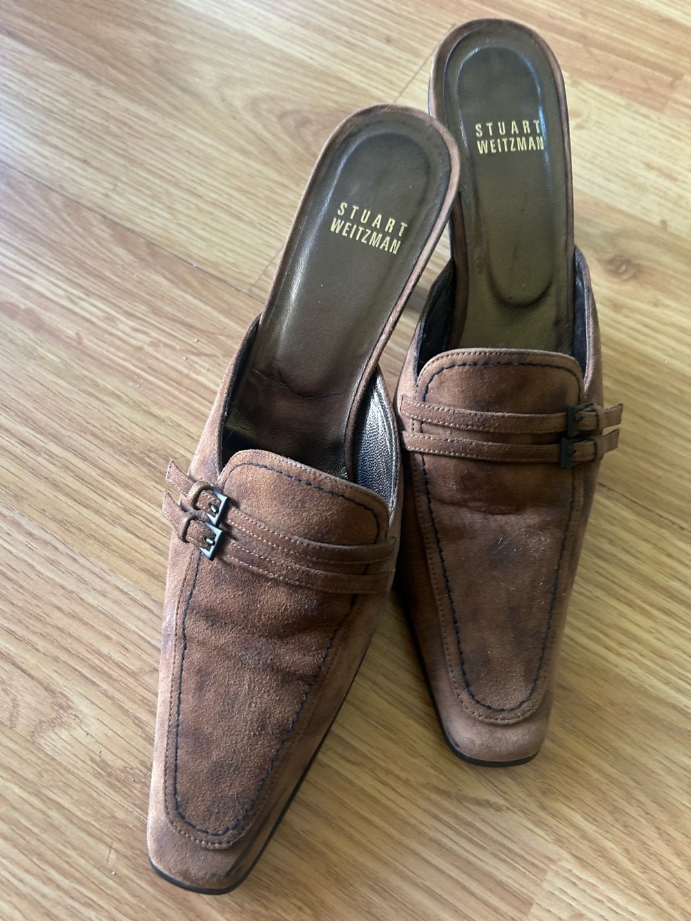 Stuart Weitzman Suede Brown Mules